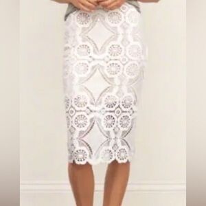 Abercrombie & Fitch White Crochet Pencil Skirt